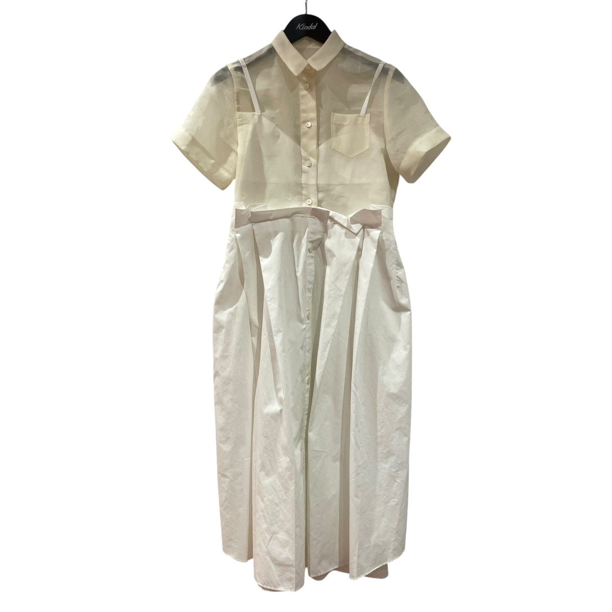 【中古】sacai 21SS 半袖御召しもの 21-05566 白いこと 大いさ：1 【040626】（サカイ）