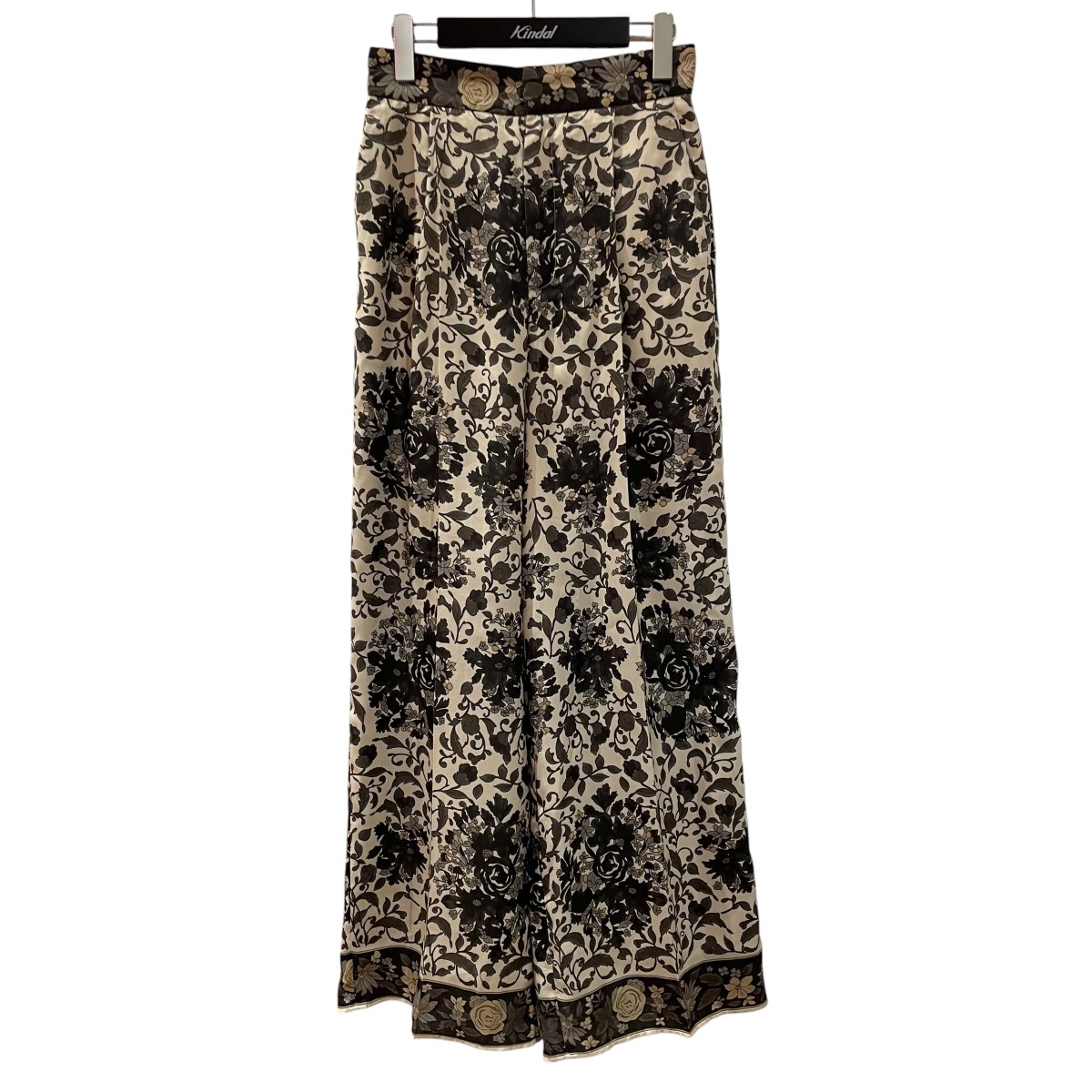 【中古】AMERI DAQHNE SCARF PANTS ボタニカル柄 広広としたズボン下 0125208910560 ベージュ 大きさ：M 【040626】（アメリ）