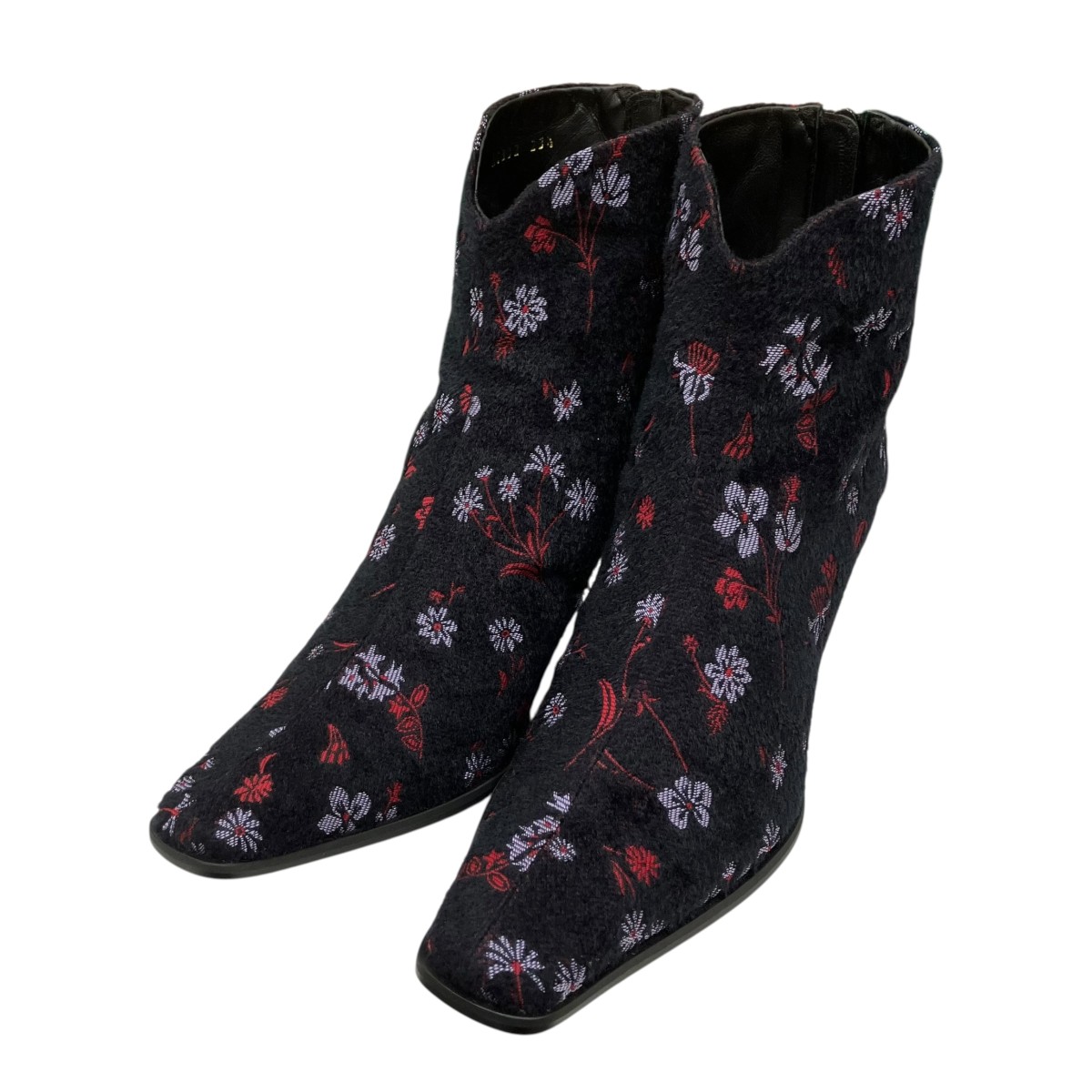 【中古】mame kurogouchi Floral Jacquard Boots 遊撃手ブーツ MM22PF 黒いこと×赤いこと×パープル 大いさ：23 1/2 【050626】（マメクロゴウチ）