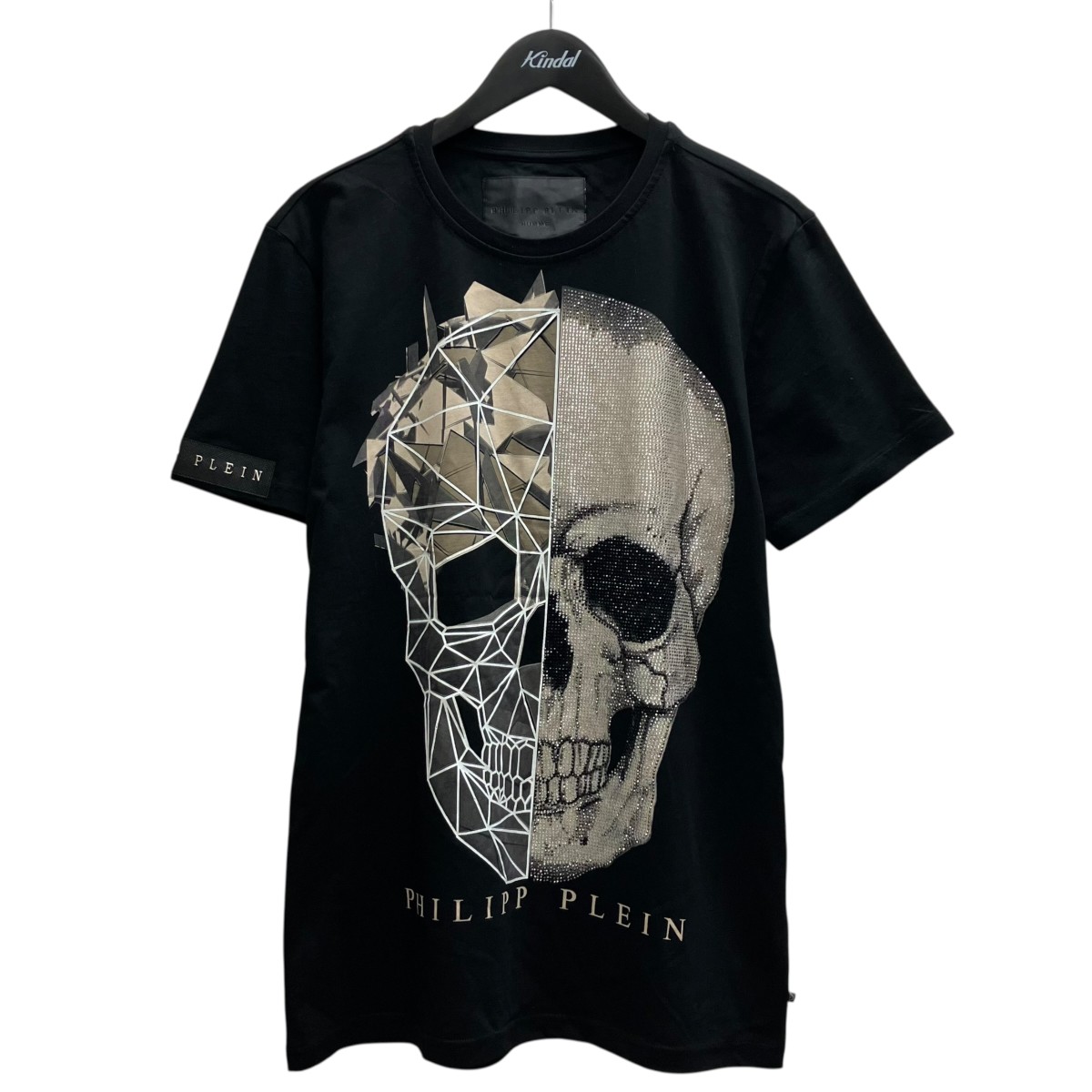 【中古】PHILIPP PLEIN スカルビジュープルオーバー 黒いこと 大きさ：XL 【050626】（フィリップ飾り気の無い）