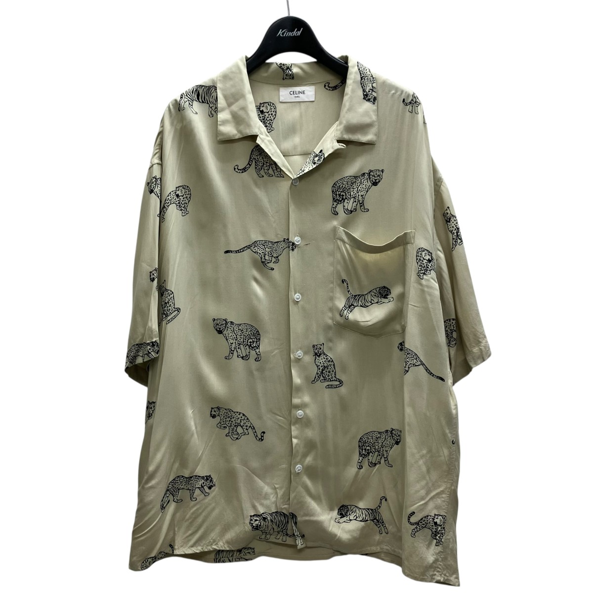 【中古】CELINE Hawaiian Rayon Shirt ハワイアンプルオーバー ベージュ 大きさ：37 【050626】（セリーヌ）