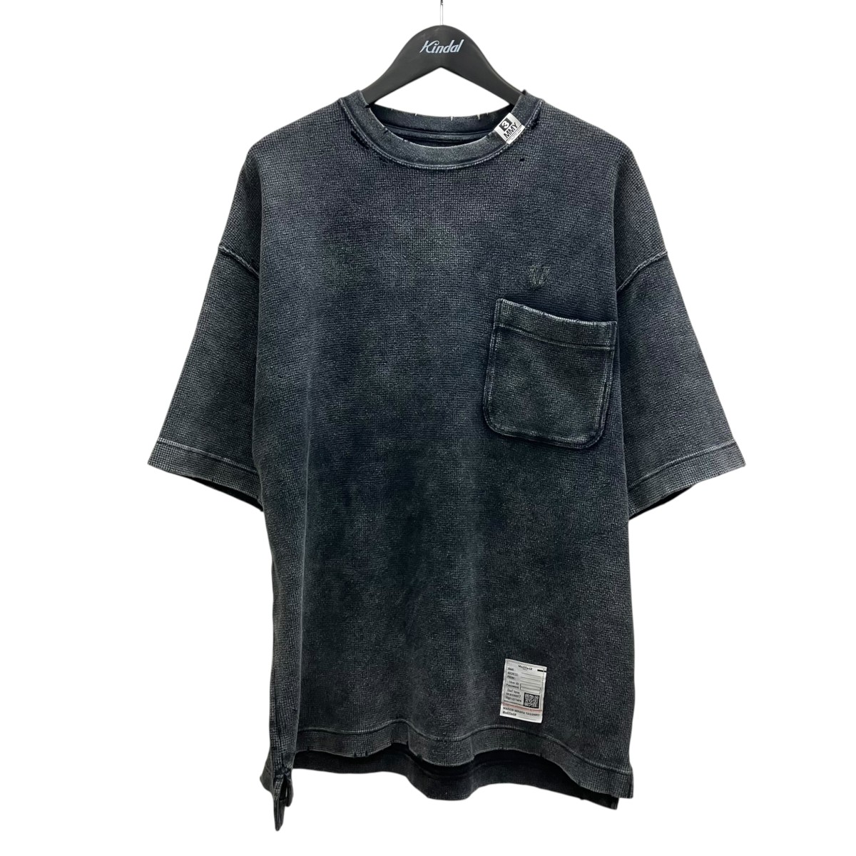 【中古】Maison MIHARA YASUHIRO 26SS BLEACHED THERMAL T-SHIRT ブリーチサーマルティーシャツ 黒いこと 大いさ：44 【050626】（メゾンミハラヤスヒロ）