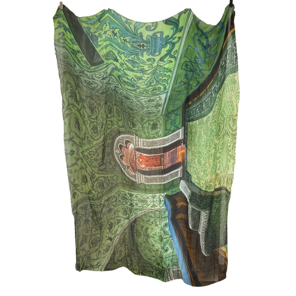 【中古】massimo listri×Monica Sarti MODAL×CASMERE  総柄袈裟 緑であること 【050626】（マッシモ 商品目録り×モニカ サルティ）