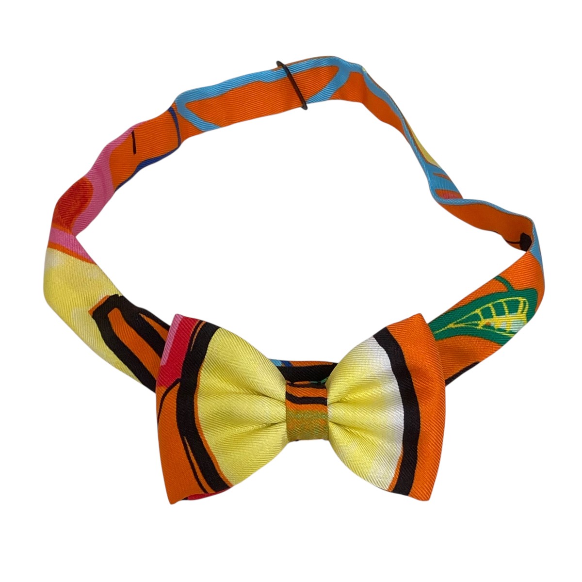 【中古】HERMES NOEUD PAPILLON  蝶タイ オレンジ色×黄色 【050626】（エルメス）