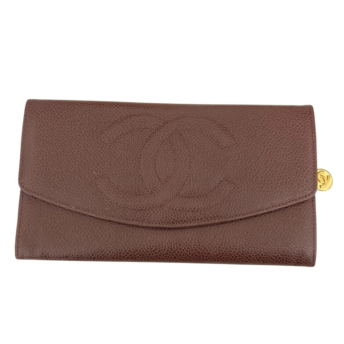 【中古】CHANEL VINTAGE デカココマーク キャビア人はだ銭入れ 赤銅色 【050626】（シャネル）