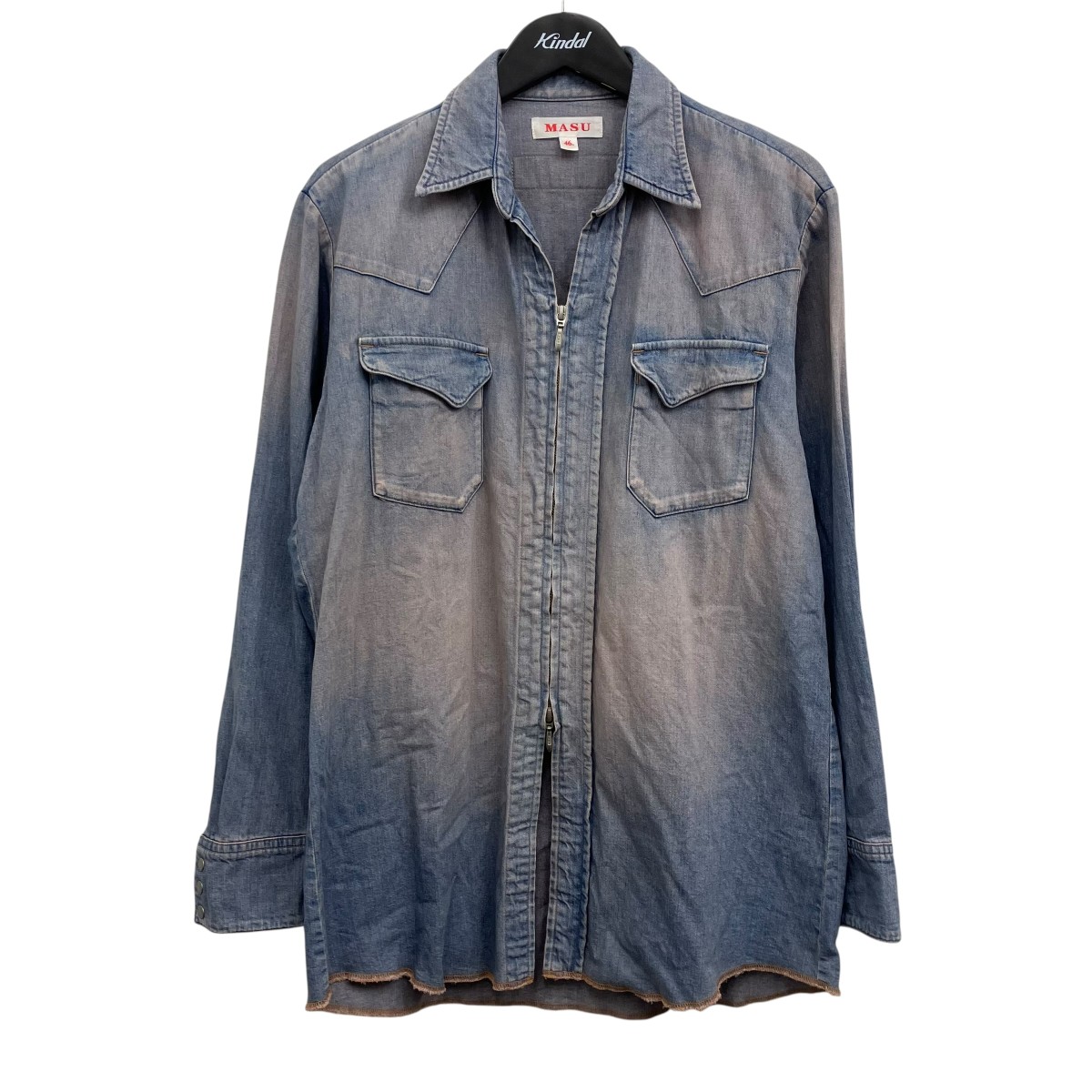 【中古】MASU 24SS デニムジップアップシャツ インディゴ 大きさ：46 【050626】（エムエーエスユー）