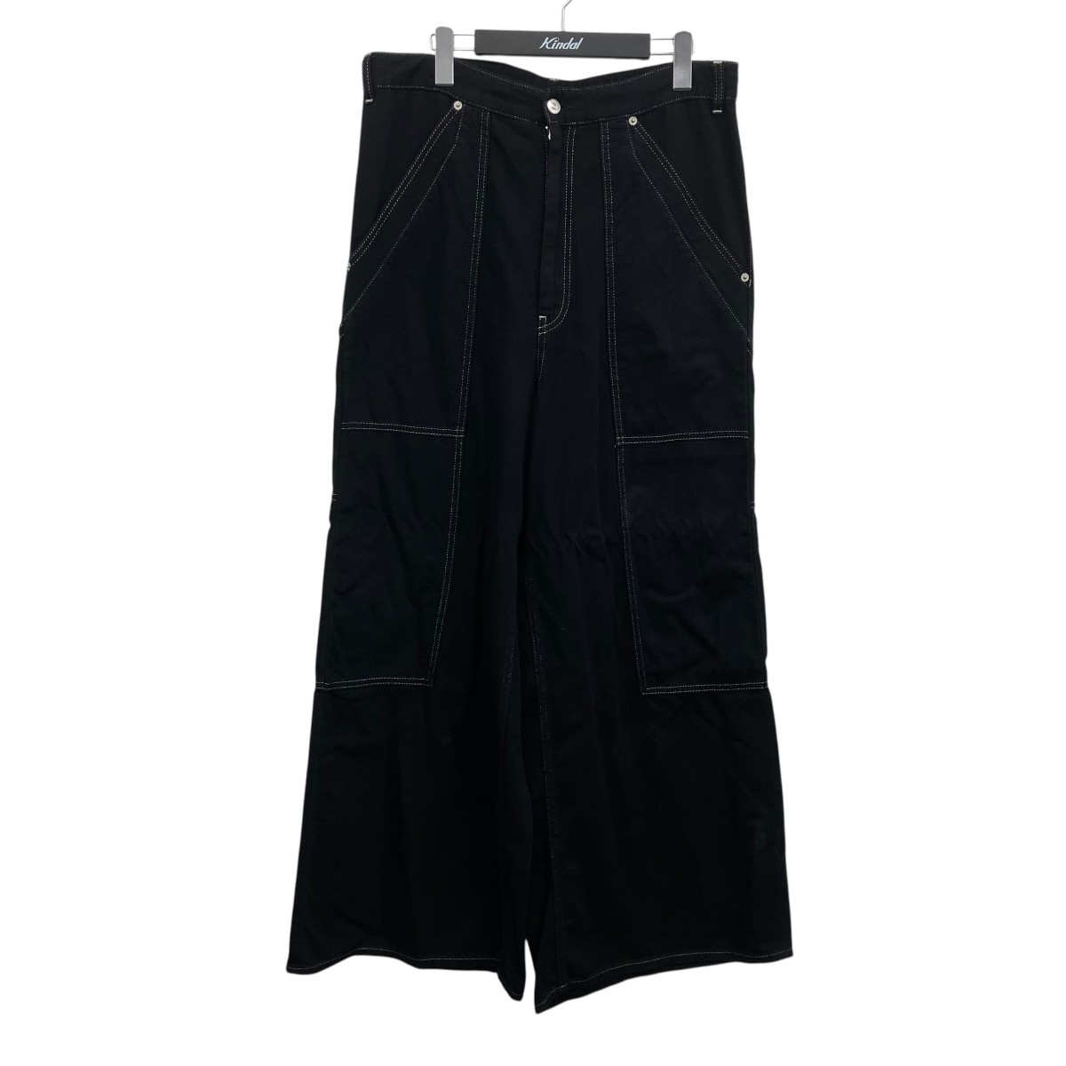 【中古】MM6 Maison Margiela ステッチデザインワイドデニム 黒いこと 大きさ：46 【050626】（マルタンマルジェラ）