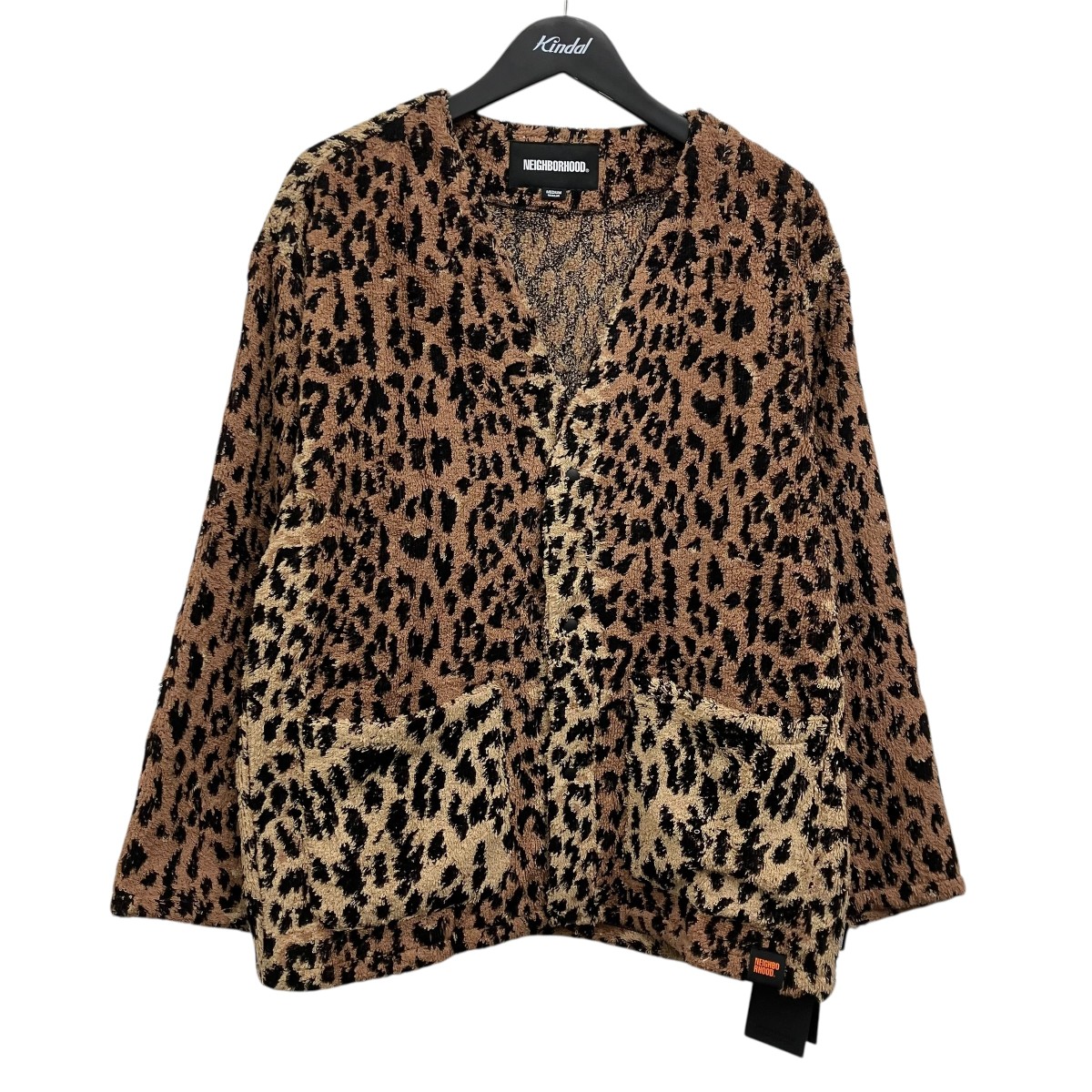 【中古】NEIGHBORHOOD×HIPPOPOTAMUS TERRY CLOTH CARDIGAN LS パイルレオパードカーディガン 赤銅色 【050626】（ネイバーフッド×ヒポポタマス）