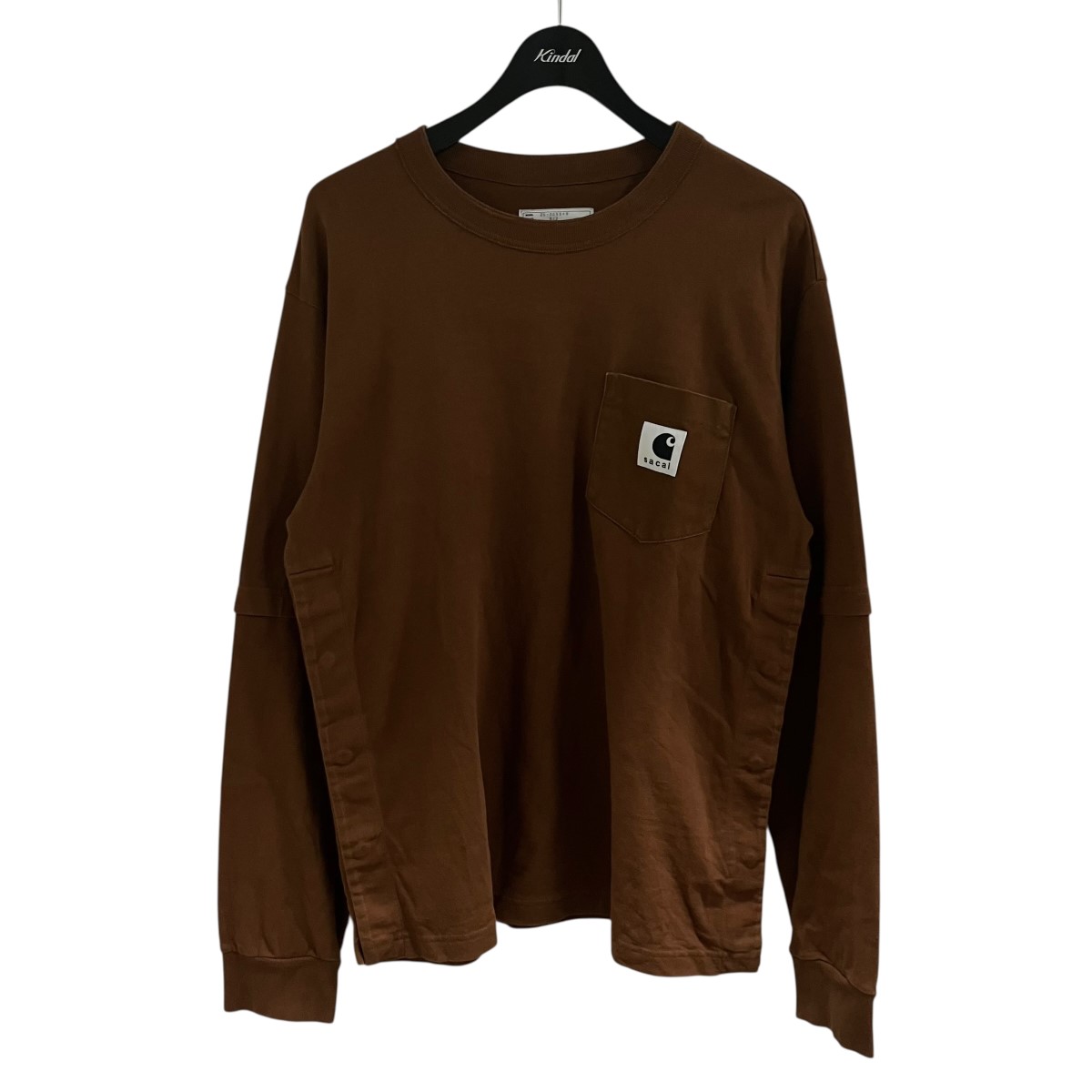 【中古】sacai×CarHartt ロゴパッチカットソー 赤銅色 大きさ：3 【050626】（サカイ×鉄道車両ハート型）