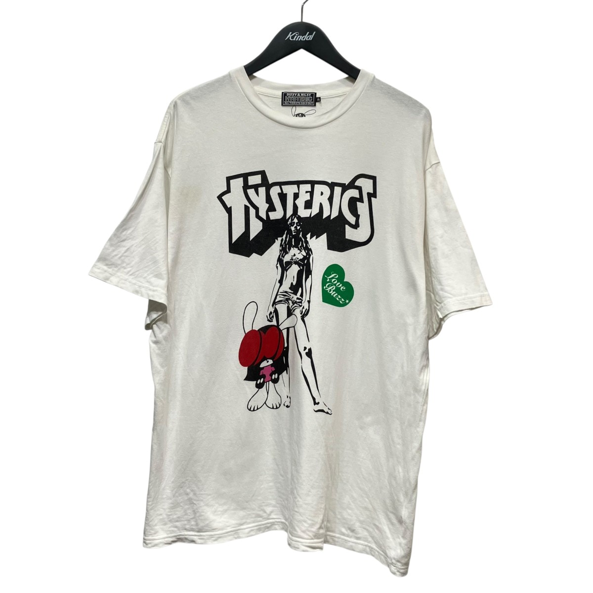 【中古】Hysteric Glamour 刷り上げるティーシャツ 02241CT46 白いこと 大きさ：XL 【050626】（ヒステリックグラマー）