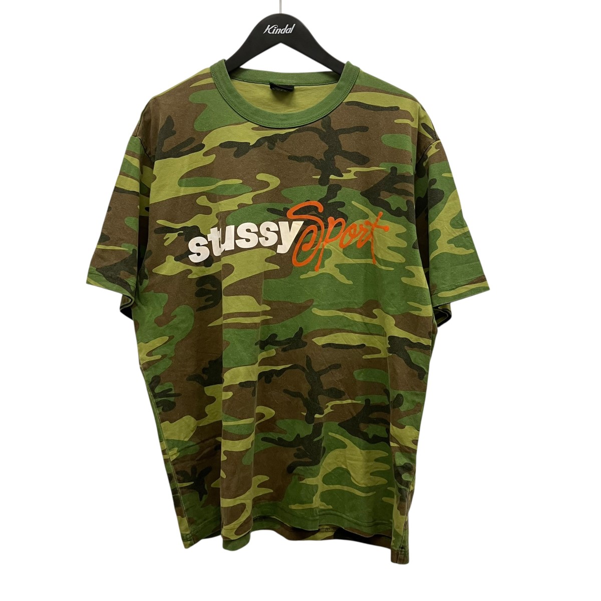 【中古】stussy 24SSScript Tee Camo 原作ロゴタイプティーシャツ 合鴨 大きさ：L 【050626】（ステューシー）