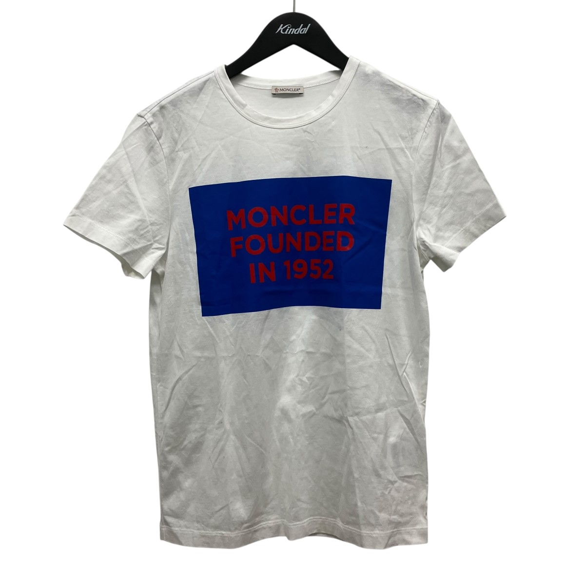 【中古】MONCLER ロゴタイプ刷り上げるティーシャツ F10918C74610 8390Y 白いこと 大きさ：S 【050626】（モンク軌跡）