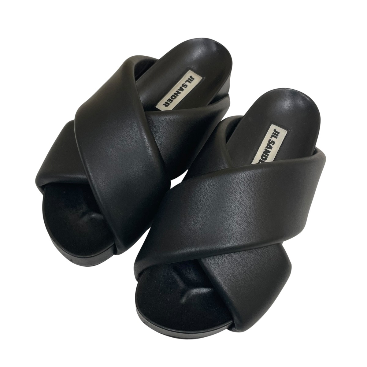 【中古】JIL SANDER クロスストラップスライドサンダル サンダル JS38044A 黒いこと 大きさ：38 【050626】（ジルサンダー）