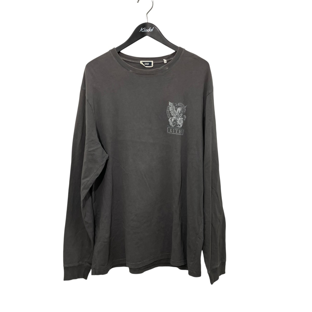 【中古】KITH ロング衣袂ティーシャツ KHM030891 薄墨色 大きさ：L 【050626】（口づけ）