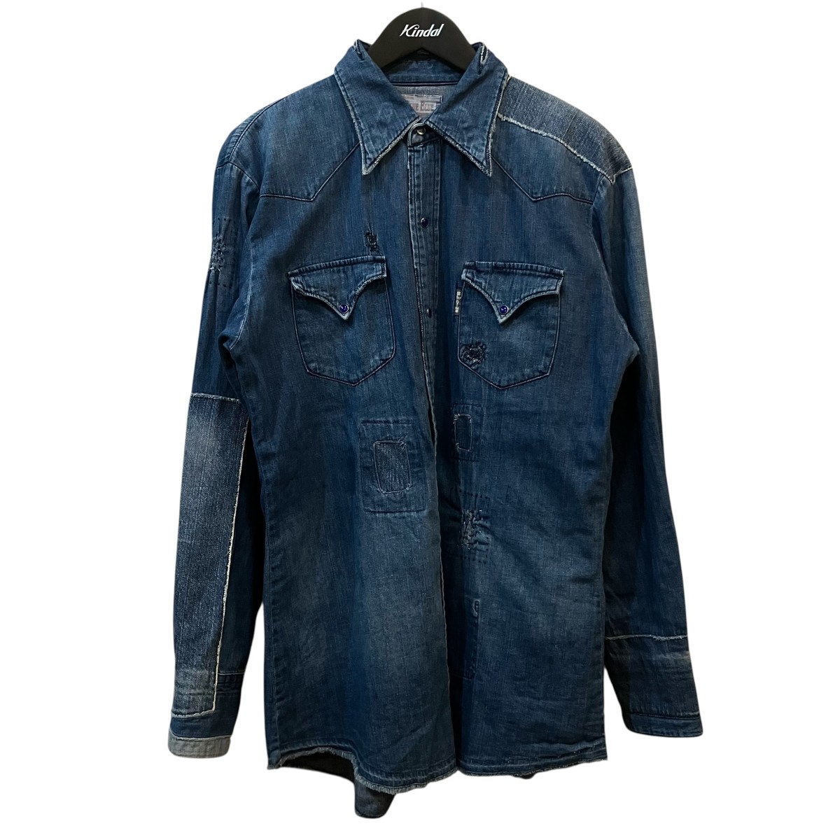 【中古】BLUE BLUE 取り繕い産業デニムウエスタンシャツ インディゴ 大きさ：3 【060626】（青色青色）
