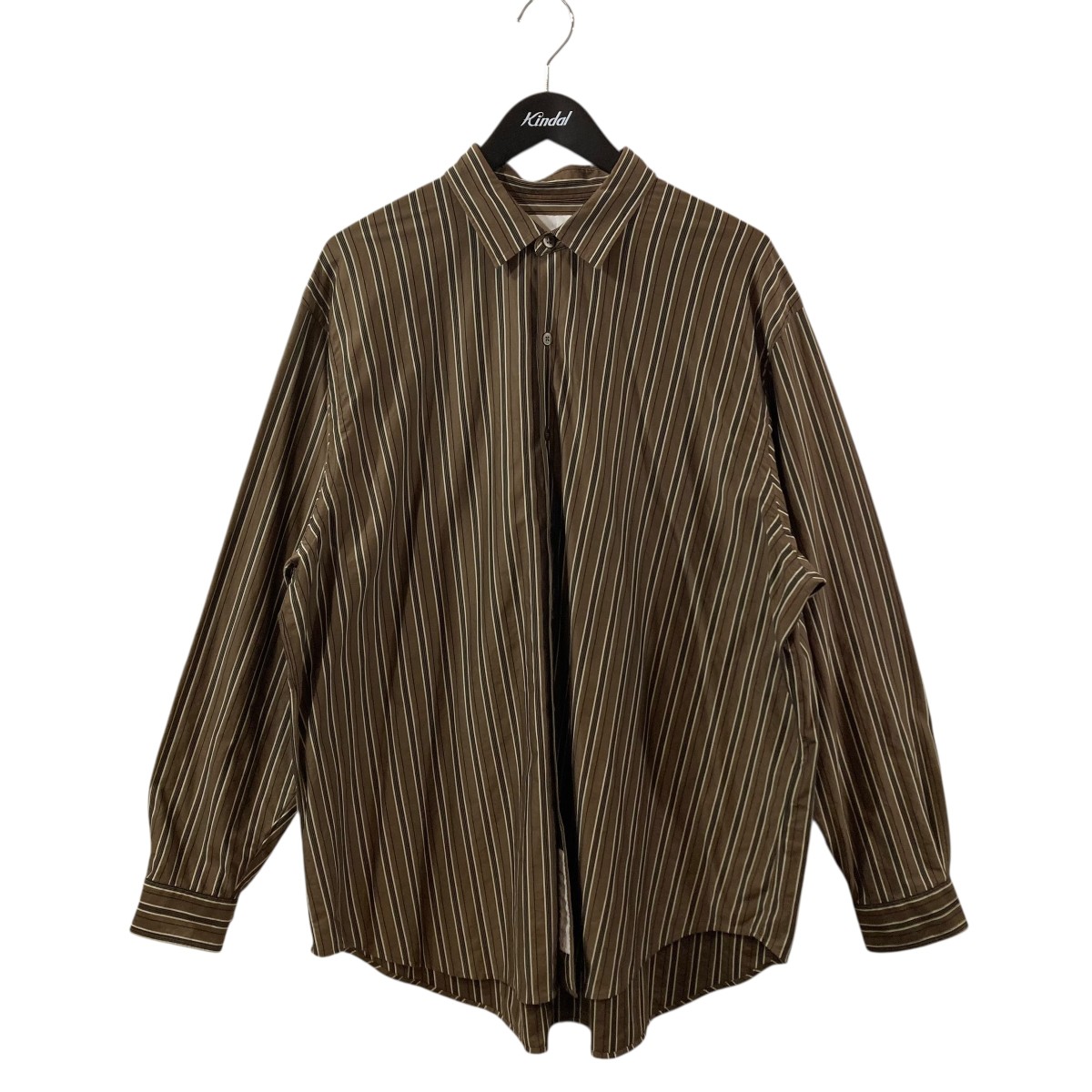 【中古】KANEMASA PHIL． 46G Atmosphere Stripe 長袖プルオーバー KM24A-024CB ベージュ×赤銅色 大きさ：M 【060626】（カネマサフィル）