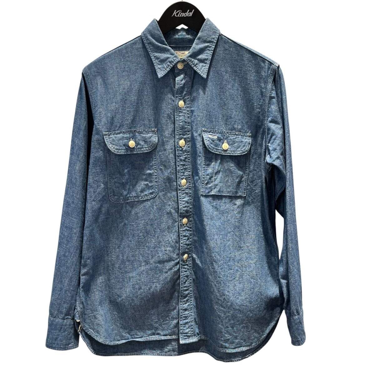 【中古】WAREHOUSE シャンブレーシャツ 青碧 大きさ：36 【040626】（御召しもの住み家）