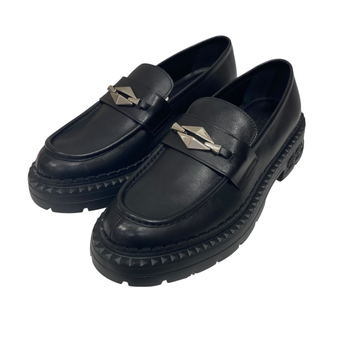 【中古】JIMMY CHOO マーロー 金剛石 置き目毛革 黒いこと 大きさ：43 【040626】（ジミーチュウ）
