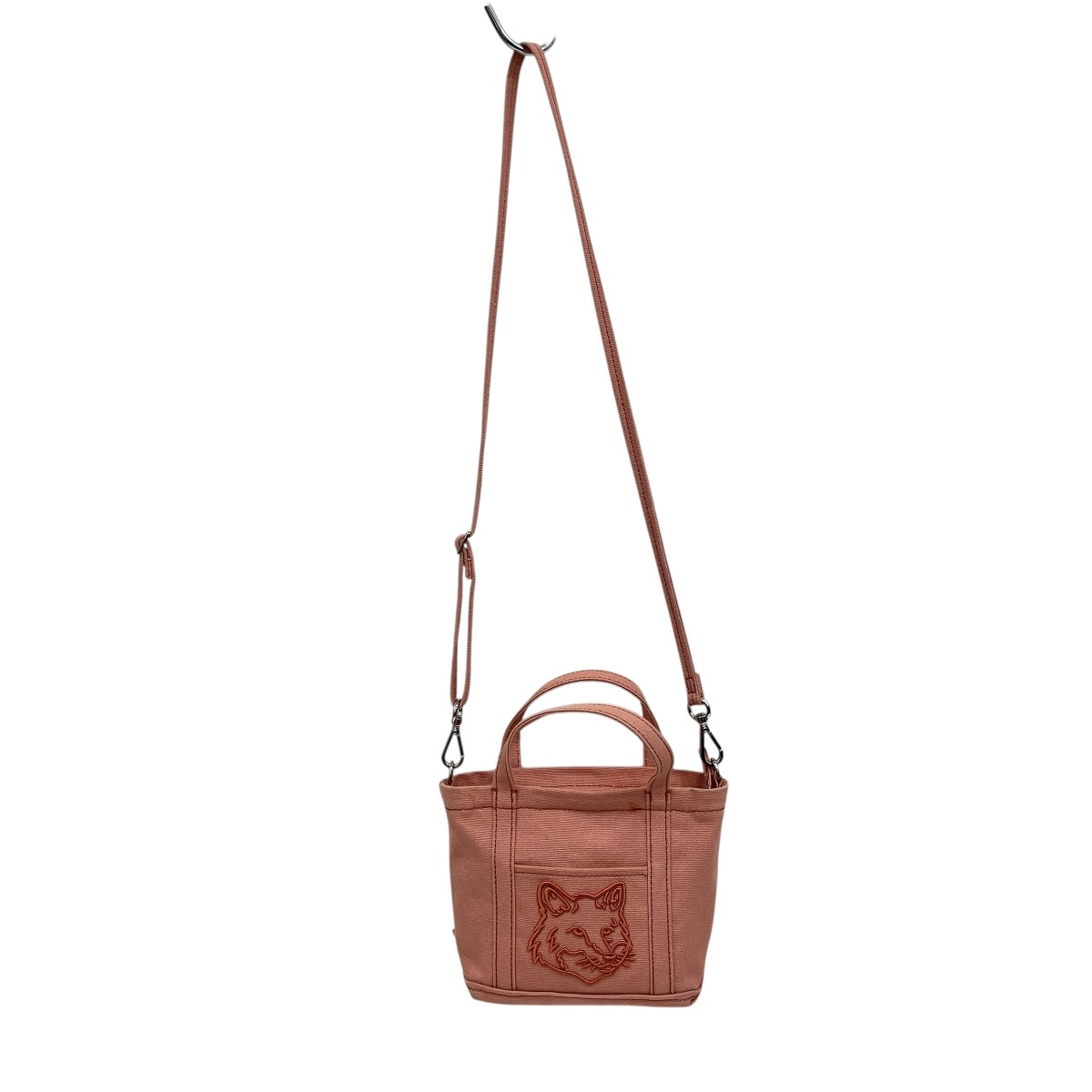 【中古】MAISON KITSUNE 上塗り帆布 稲荷天々 ミニトートバッグ 2WAYショルダーバッグ MW05106WW0107 サクラ色 【060626】（メゾンキツネ）