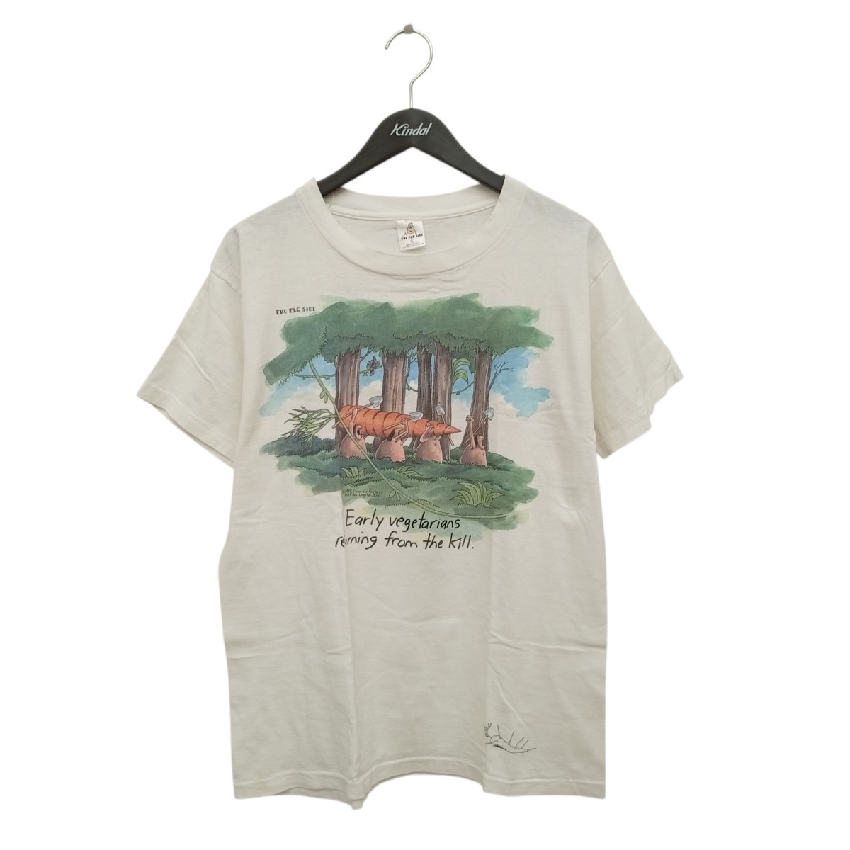 【中古】THE FAR SIDE 90s USA製 シングル編み目 c1984 半袖カットソー 白いこと 大きさ：L 【060626】（ザ・ファーサイド）