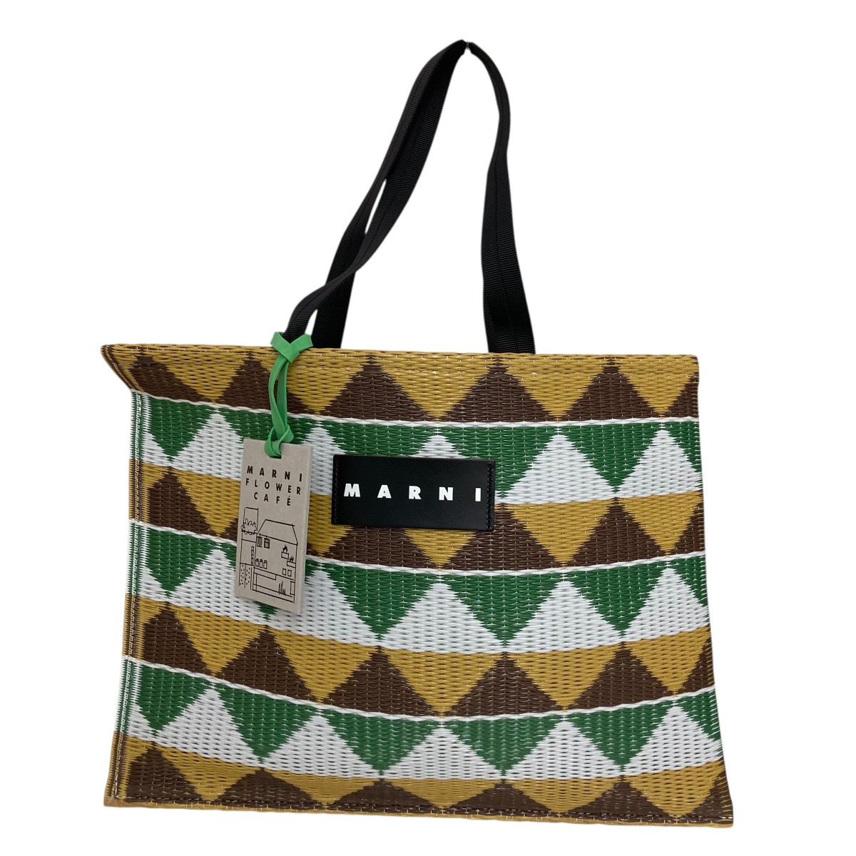 【中古】MARNI タタミトートバッグ 赤銅色×緑であること 【060626】（マルニ）