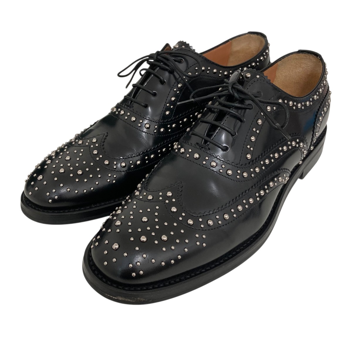 【中古】Church’s BURWOOD MET  ウィングチップ スタッズレザーシューズ 8746／01 黒いこと 大きさ：38(約25珊) 【060626】（教会堂）