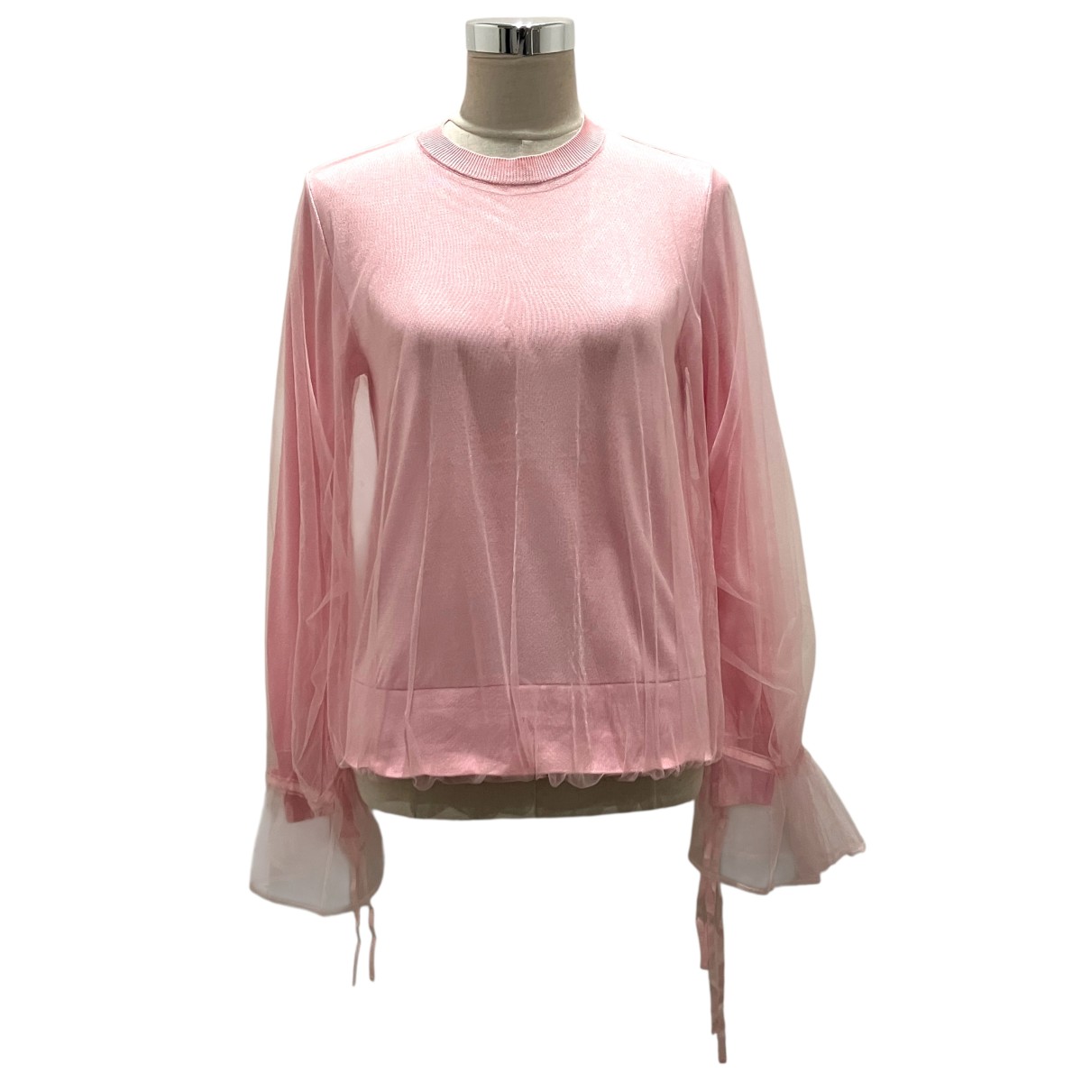 【中古】noir kei ninomiya 21SS チュールレイヤードリボンギャザーニット 3G-N001 さくら色 大きさ：S 【060626】（ノワールケイニノミヤ）