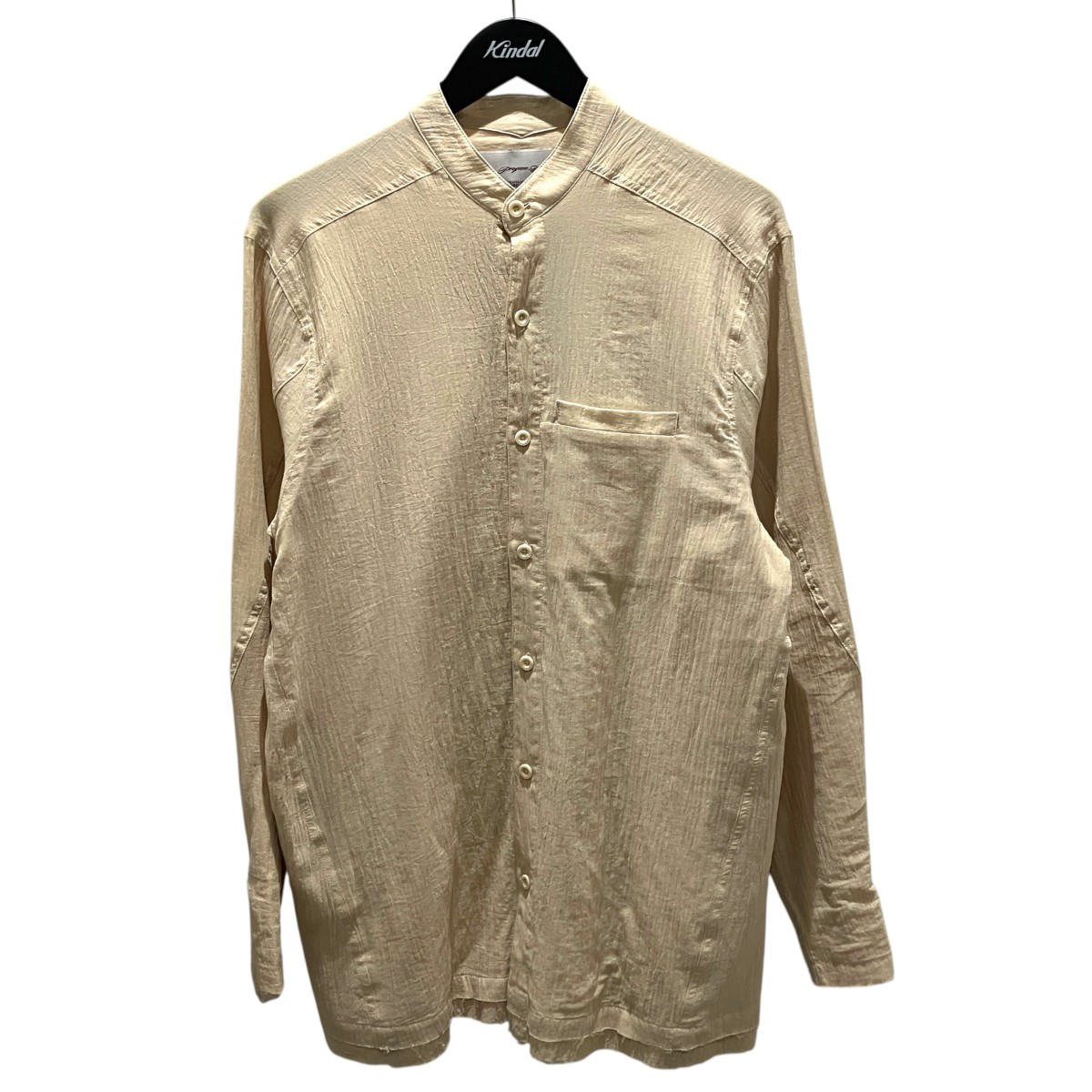 【中古】Professor E 【Wrinkled-effect Shirt】 切りっぱなしバンドカラーシャツ 25SS-PE-LSH-08 ベージュ 大きさ：46 【060626】（プロフェッサーイー）