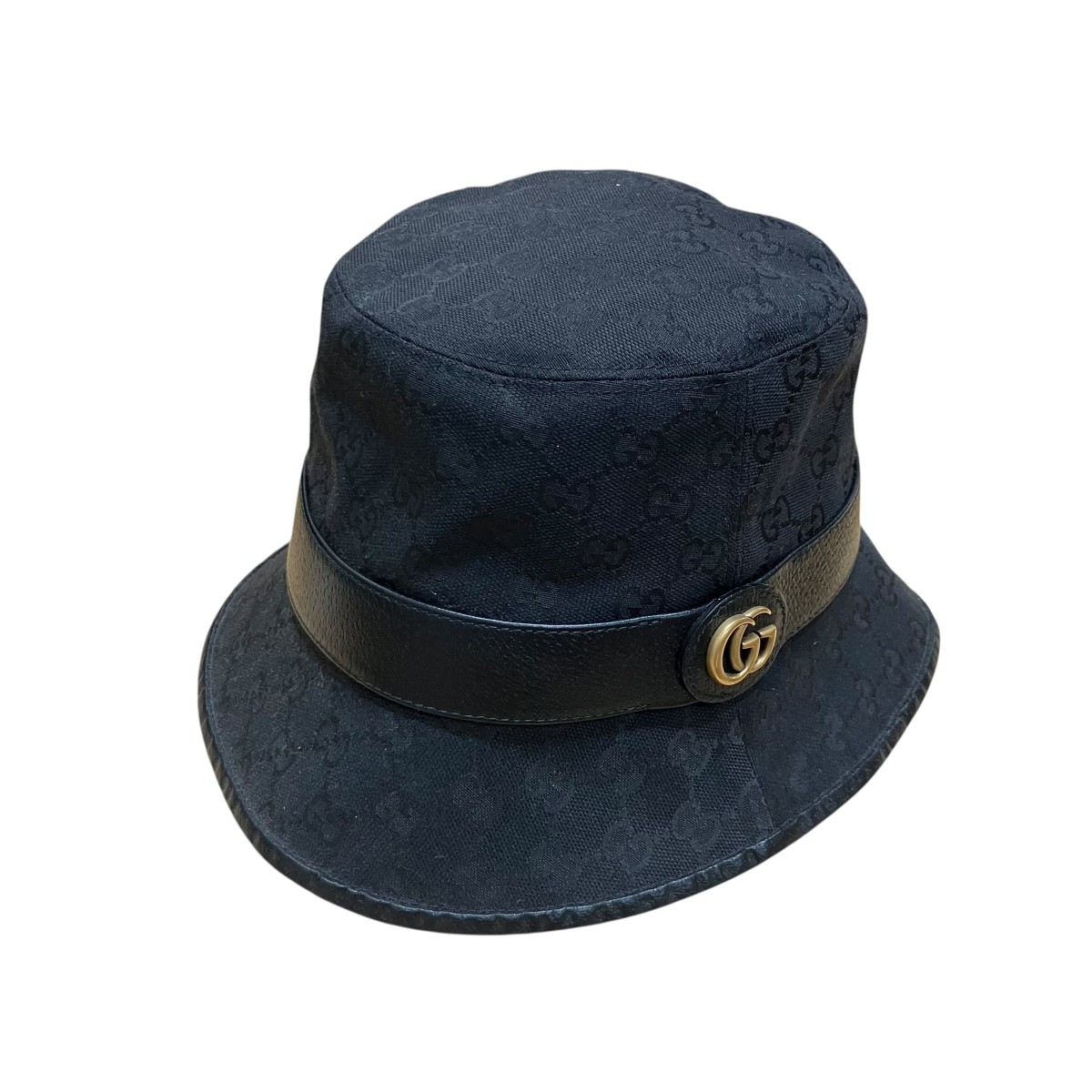 【中古】GUCCI GG帆布 井戸釣瓶かぶり笠 黒いこと 大きさ：58 【060626】（グッチ）