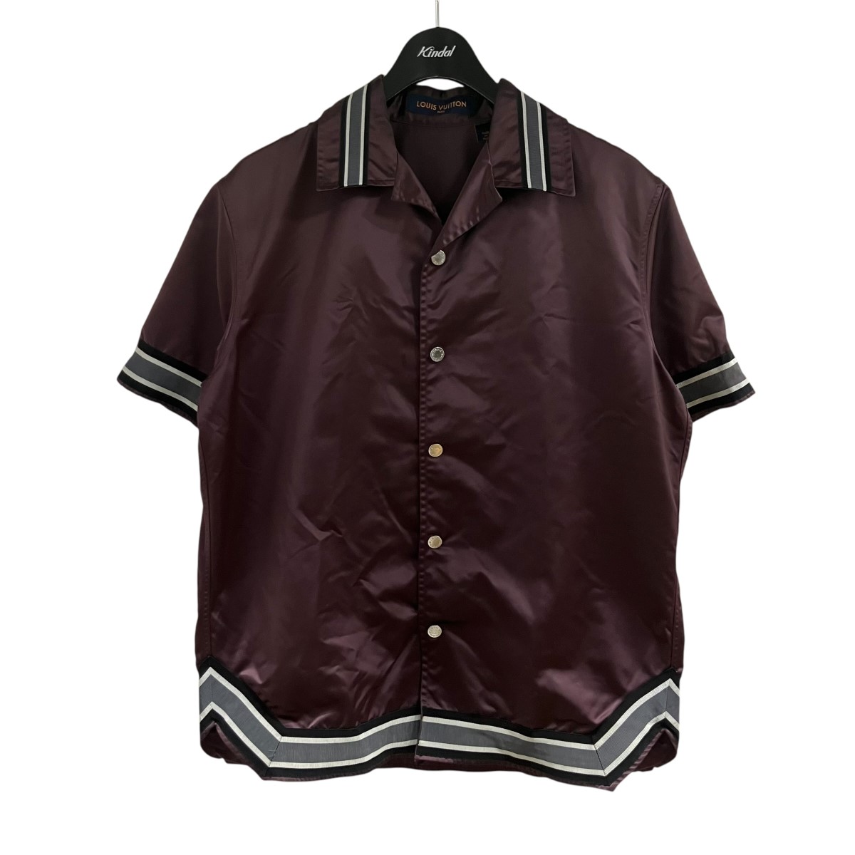 【中古】LOUIS VUITTON ショートスリーブシャツ バーガンディー×薄墨色×黒いこと 大きさ：S 【060626】（ルイヴィトン）