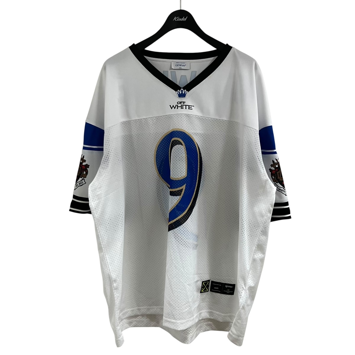 【中古】OFFWHITE ロゴタイプメッシュティーシャツ 白いこと×青碧 大いさ：XL 【060626】（象牙色）