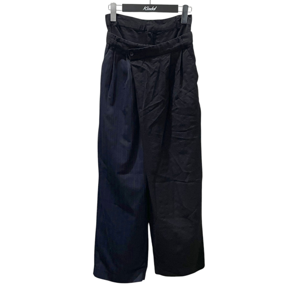 【中古】MAISON SPECIAL 23SS ダブルウエストアシメタックパンツ 21231465205 黒いこと 大きさ：36 【060626】（メゾンスペシャル）