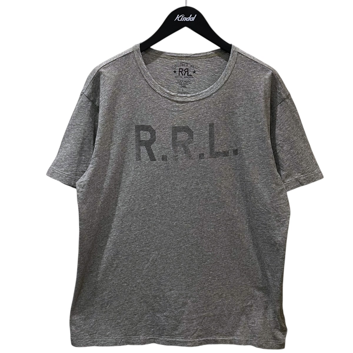 【中古】RRL ロゴタイプ刷り上げるティーシャツ Logo Jersey Crewneck T-Shirt ロゴタイププルオーバー 労働者の一団のど首 紅茶プルオーバー 782911450001 薄墨色 大きさ：L 【060626】（ダブルアールエル）