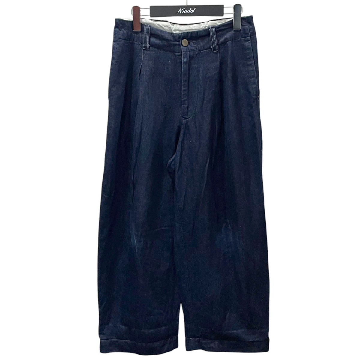 【中古】Handwerker 21SS 綿織物リネン タックワイドデニムパンツ DENIM HW WIDE TROUSERS ジーンズHWワイドトラウザーズ 211505 インディゴ 大きさ：S 【060626】（お手てベーカー）