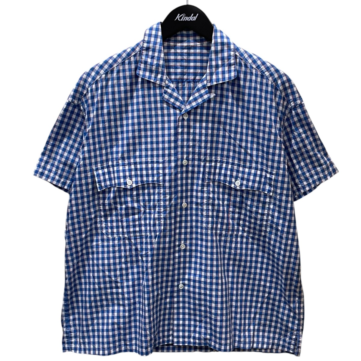 【中古】Porter Classic 照合のしるし柄開けはなし色つや半袖プルオーバー KEROUAC GINGHAM CHECK SHIRT ケルアック ギンガム照合のしるし プルオーバー 青碧・白いこと・赤いこと 大きさ：S 【060626】（ボーイ古典派音楽）