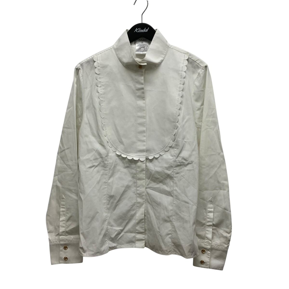 【中古】CHANEL 照明ランプ色合い比翼フラウンスプルオーバー P51786V31188 白いこと 大きさ：46 【060626】（シャネル）