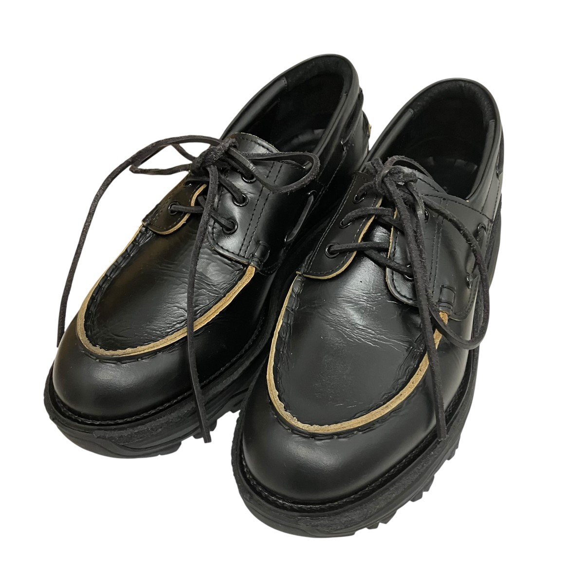 【中古】sacai boat deck shoes なめし革スニーカー 黒いこと 大きさ：42 【060626】（サカイ）