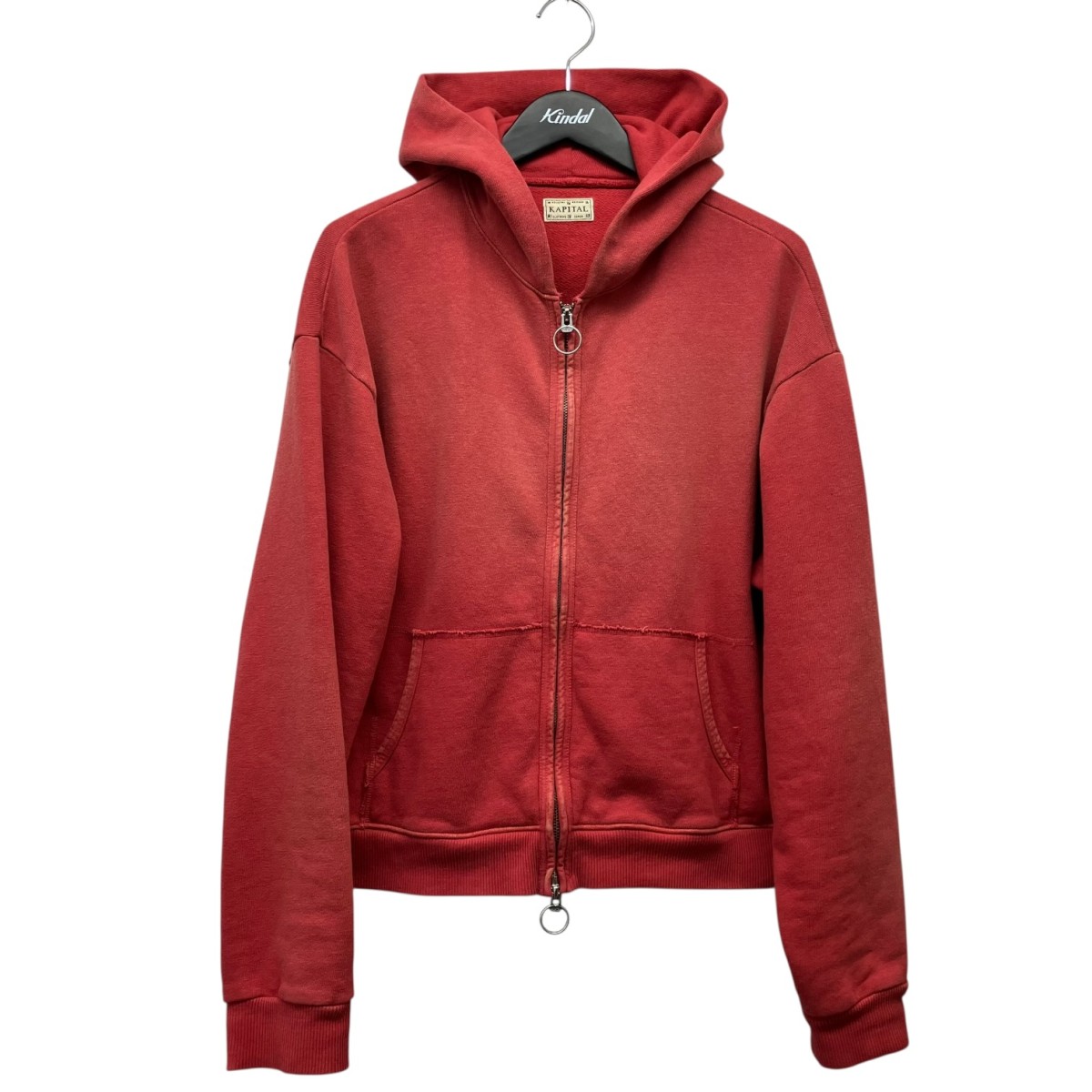 【中古】KAPITAL 26SS 裏 ZIPUPGYMパーカー EK-1881LC 赤いこと 大きさ：3 【060626】（かしら文字）