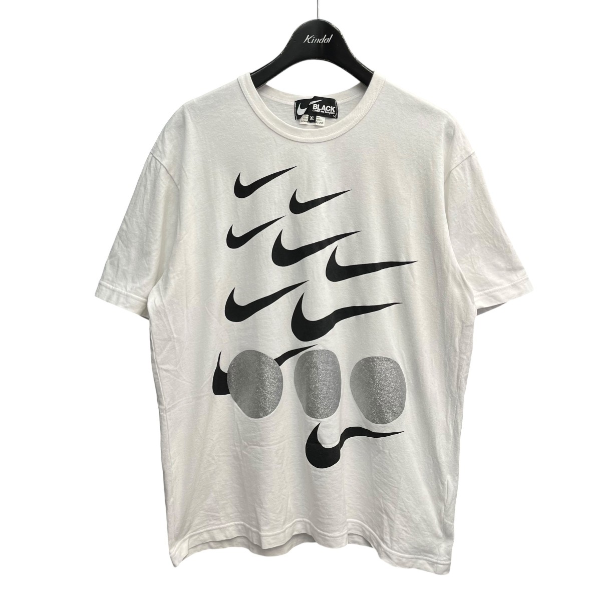 【中古】BLACK COMME des GARCONS×NIKE 25SS 半袖カットソー 1O-T103 白いこと 大きさ：XL 【060626】（ブラックコムデギャルソン×ナイキ）
