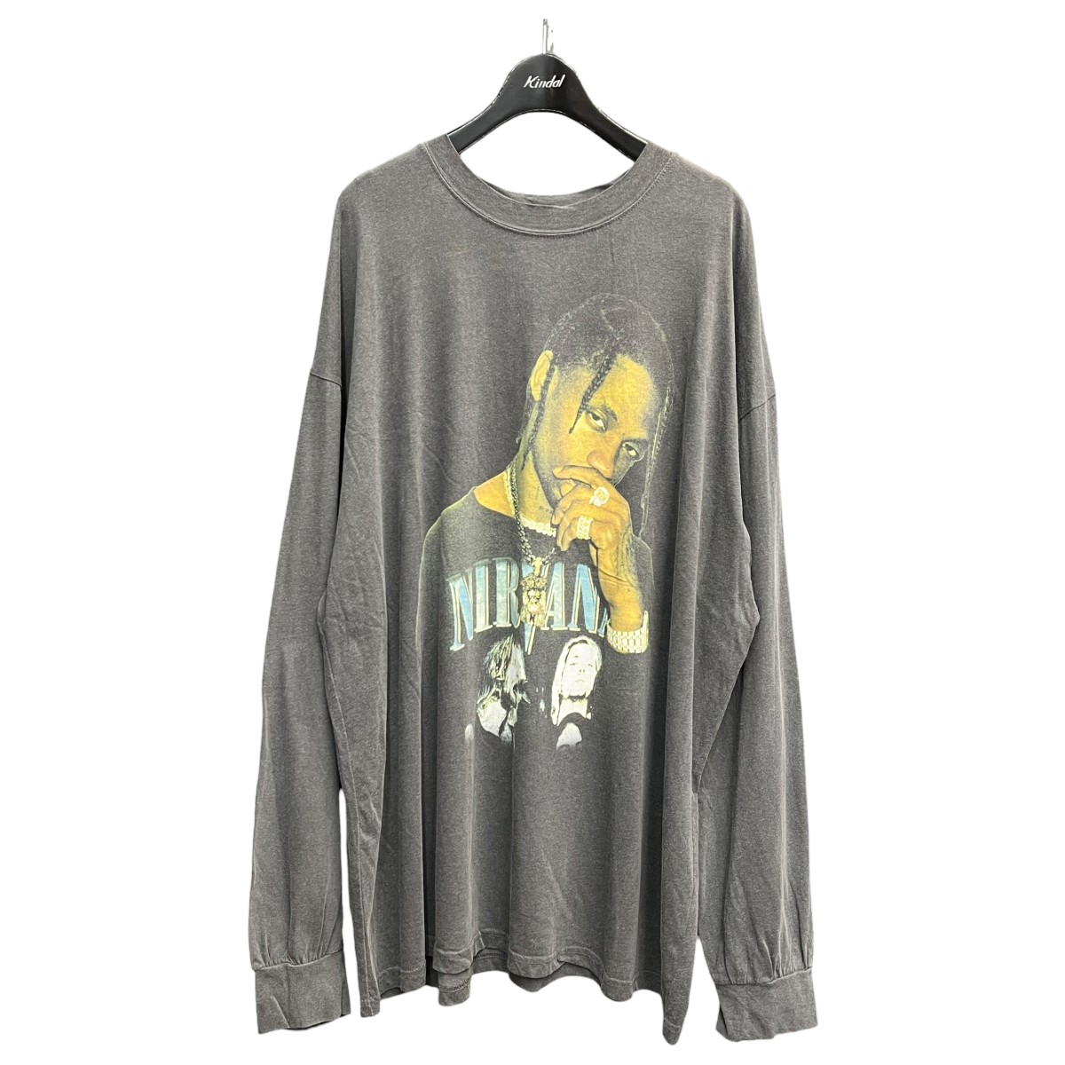 【中古】HEATHER VIDEO SHOP Travis Scott ロングスリーブカットソー 薄墨色 大きさ：2XL 【060626】（ヘザービデオショップ）