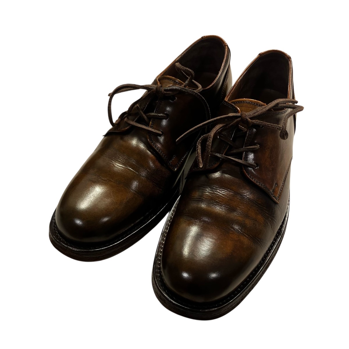 【中古】MOTO W編み目外鳥毛 Plain Toe Oxford Shoes なめし革シューズ 1632 赤銅色 大きさ：2 【060626】（モト）