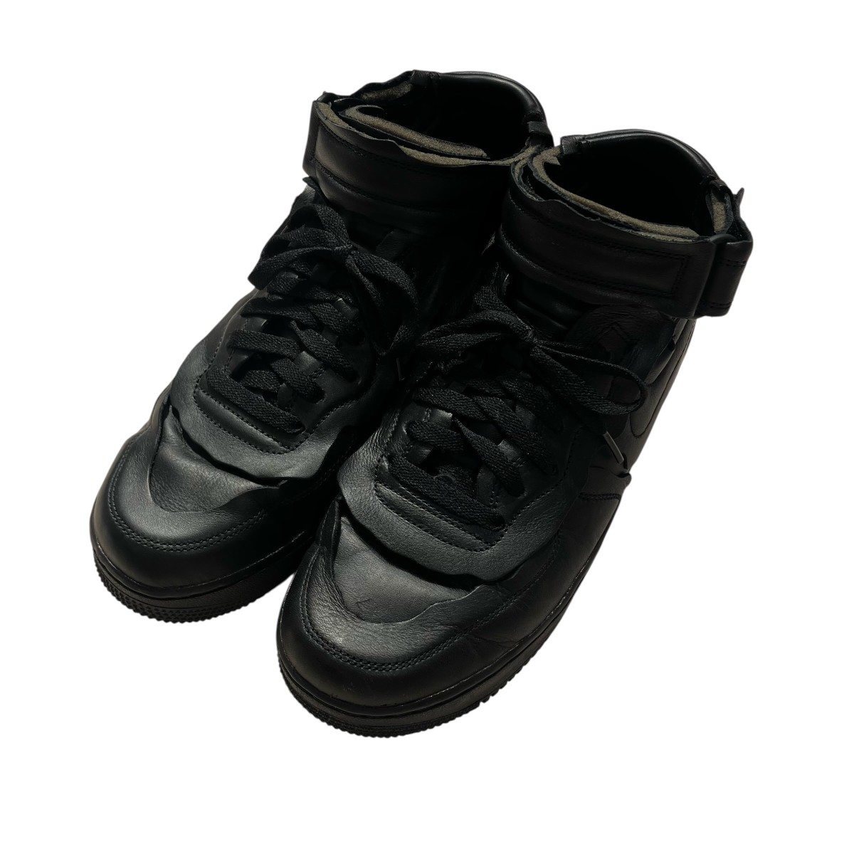 【中古】NIKE×COMME des GARCONS Air Force 1 Mid Black ハイカットスニーカー DC3601-001 黒いこと 大きさ：27.0 【060626】（ナイキ×コムデ給仕）