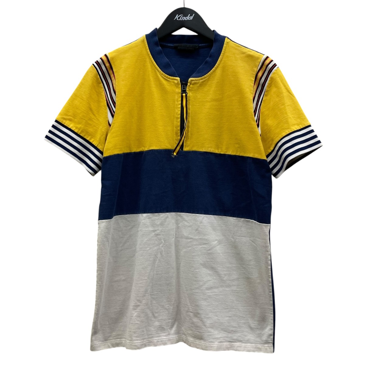 【中古】ALEXANDER McQUEEN サイクリングシャツ ハーフジップ 半袖カットソー マルチ色つや 大きさ：L 【060626】（アレキサンダーマックイーン）