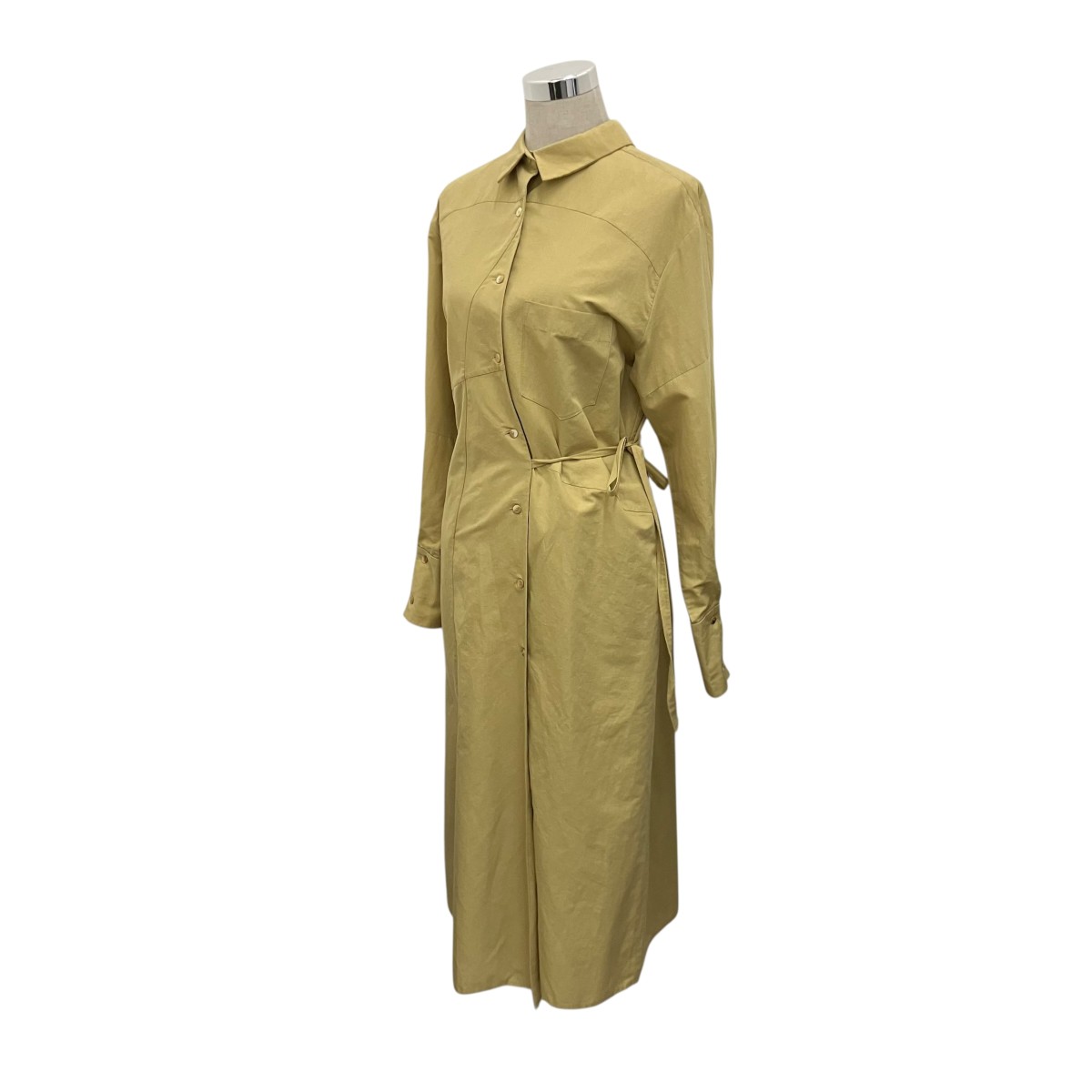 【中古】REJINA PYO 綿織物×リネンシャツワンピース カーキベージュ 大きさ：M 【060626】（レジーナ・ピョウ）