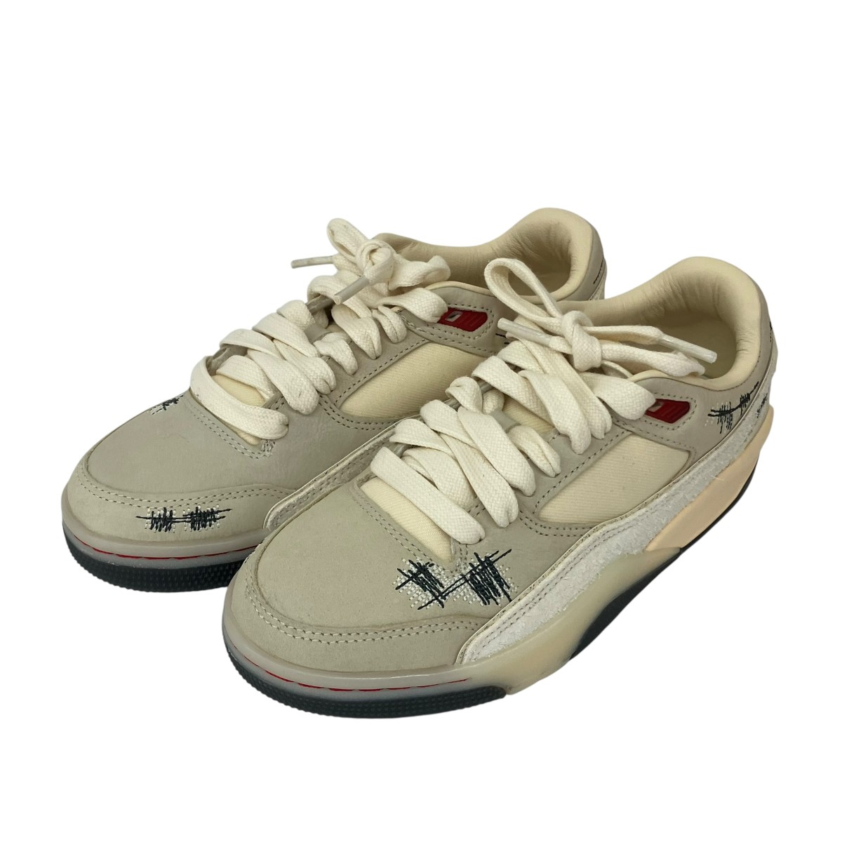 【中古】NIKE×WHO DECIDES WAR Jordan Flight Court Muslin ローカットスニーカー HQ2958-100 象牙色 大いさ：23.5糎 【060626】（ナイキ）