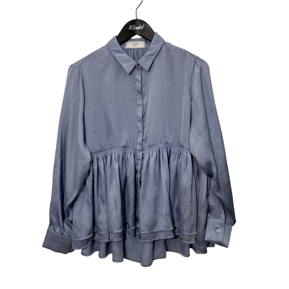 【中古】SLOBE IENA ペプラムティアード トップ 26051912001010 青碧 大いさ：Free 【060626】（スローブイエナ）