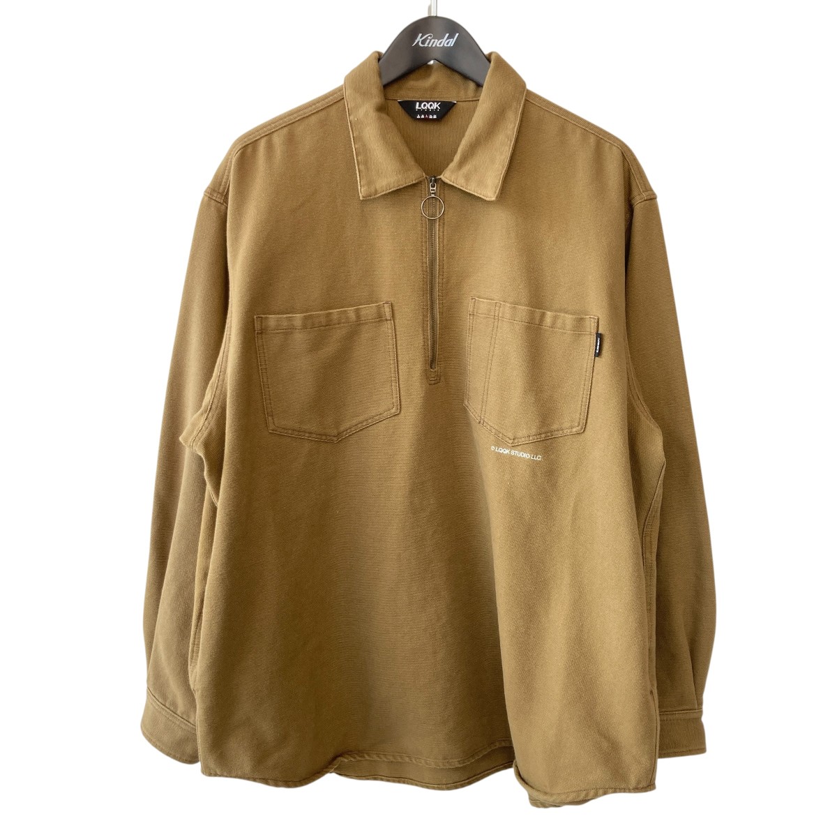 【中古】LQQK STUDIO ハーフジップ ティーシャツ上衣 LQA25WS04 赤銅色カーキ 大いさ：L 【070626】（ルック 制作室）
