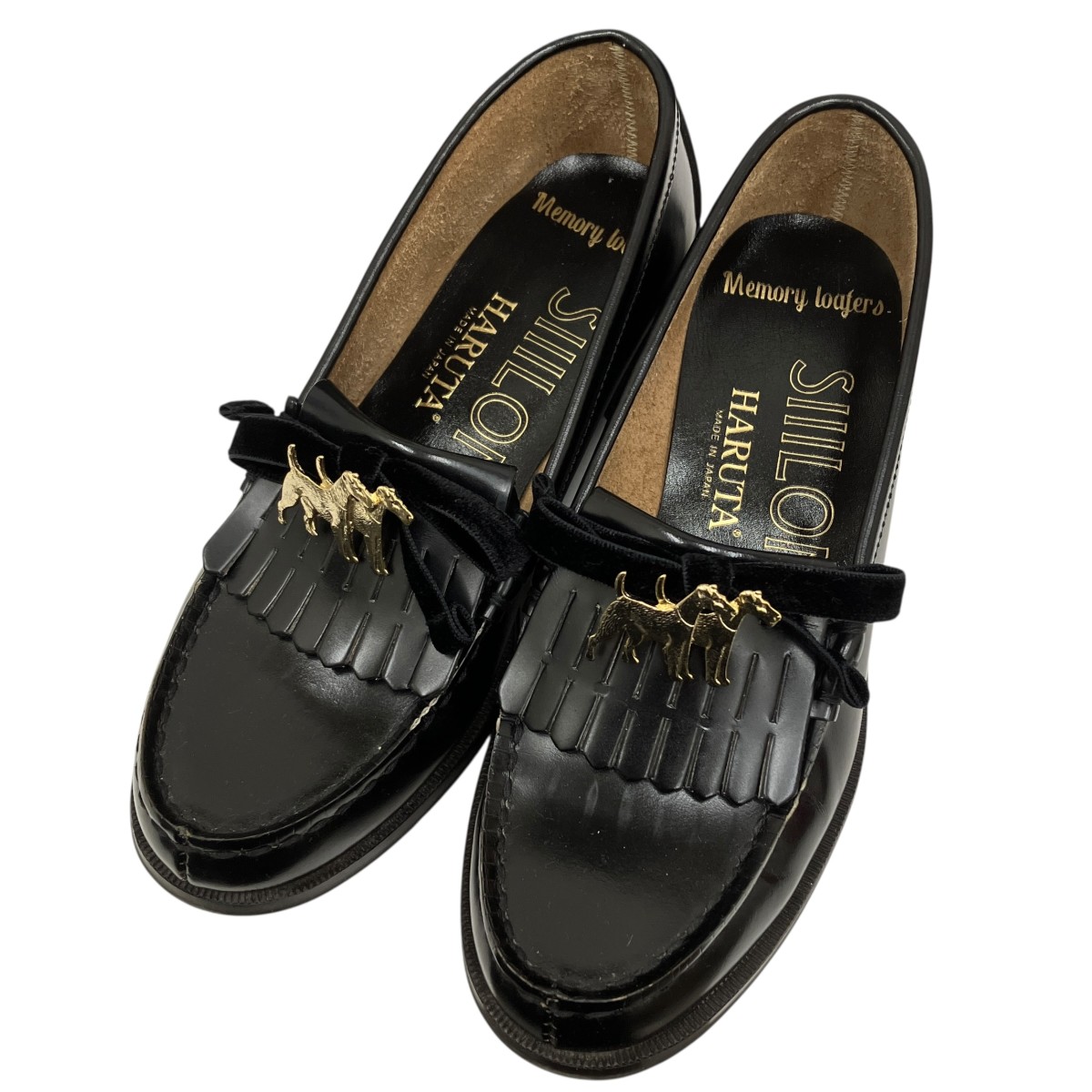 【中古】HARUTA×SIIILON Memory loafers Scottish 置き目毛皮 PGFC SL313 黒いこと 大きさ：23.0糎 【070626】（ハルタ×シーロン）