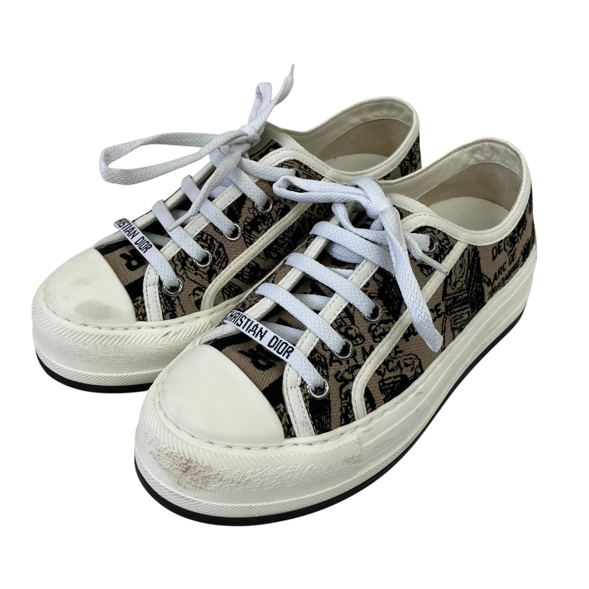 【中古】\u003cBR\u003eChristian Dior\u003cBR\u003ewalk’n’dior プラットホームスニーカー ベージュ 大きさ：34 1/2\u003cBR\u003e【必要経費思いかえす】