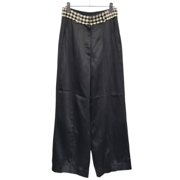 【中古】MM6 Maison Margiela　2021SS　サテンワイドフレアパンツ　S52KA0289 S45399 ブラック サイズ：38 【060626】（マルタンマルジェラ）｜ブランド古着のカインドオル